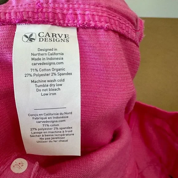 Carve Designs Hot Pink Corduroy Cutoff Shorts Organic Cotton sz 14 - Picture 6 of 7
